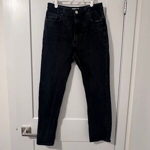 Zara Black Distressed High Waisted Straight Leg Jeans Denim Size 8 Women’s **